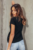Bayse Brand WOMENS V NECK SLUB TEE - BLACK, WOMENS TEES & TANKS, BAYSE BRAND, Elwood 101