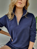 Casa Amuk WOMENS 1/4 ZIP JUMPER - NAVY, WOMENS KNITS & SWEATERS, CASA AMUK, Elwood 101