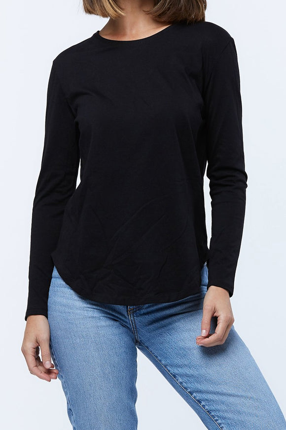 Casa Amuk WOMENS LONG SLEEVE SADDLE HEM TEE BLACK, WOMENS TEES & TANKS, CASA AMUK, Elwood 101