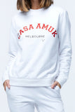 Casa Amuk WOMENS VARSITY SWEATER - WHITE, WOMENS KNITS & SWEATERS, CASA AMUK, Elwood 101