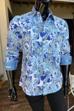 JOHN LENNON Mens Wigan Long Sleeve Paisley Shirt - Blue, MENS SHIRTS, JOHN LENNON, Elwood 101