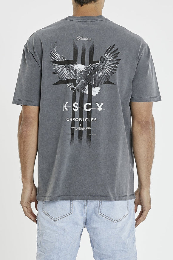 KISS CHACEY Mens Chronicle Heavy Box Fit Tee - Pigment Castlerock, MENS TEE SHIRTS, KISS CHACEY, Elwood 101