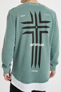 KISS CHACEY Mens Cogan Layered Hem Jumper Pigment Silver Pine, MENS KNITS & SWEATERS, KISS CHACEY, Elwood 101