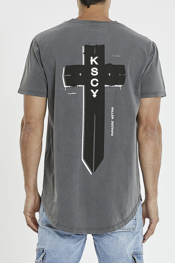 KISS CHACEY Mens Hollywood Dual Curved Hem Tee - Pigment Castlerock, MENS TEE SHIRTS, KISS CHACEY, Elwood 101
