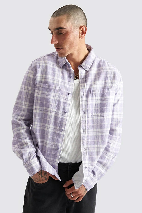 KISS CHACEY Mens La Brea Casual Long Sleeve Check Shirt - Heirloom Lilac Check, MENS SHIRTS, KISS CHACEY, Elwood 101