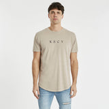 KISS CHACEY Mens Montercy Dual Curved Hem Tee Shirt - Pigment Warm Grey, MENS TEE SHIRTS, KISS CHACEY, Elwood 101