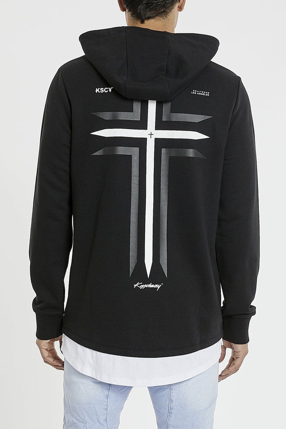 KISS CHACEY Mens The Saint Layered Hooded Sweater - Jet Black, MENS HOODIES, KISS CHACEY, Elwood 101