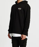 Kiss Chacey MENS FAITHLESS LAYERED HEM BASEBALL HOODED SWEATSHIRT - JET BLACK, MENS HOODIES, KISS CHACEY, Elwood 101