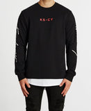 Kiss Chacey MENS FORTUNA LAYERED HEM SWEATER - JET BLACK, MENS KNITS & SWEATERS, KISS CHACEY, Elwood 101