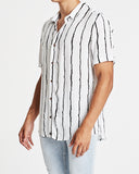 Kiss Chacey MENS UMBRA RELAXED SHORT SLEEVE SHIRT - WHITE / BLACK PRINT, MENS SHIRTS, KISS CHACEY, Elwood 101