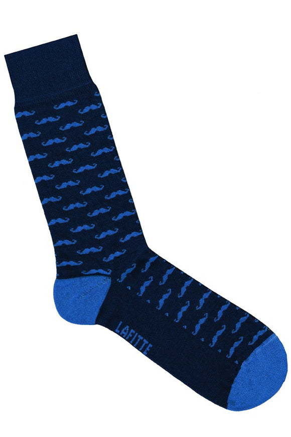 Lafitte MOUSTACHE NOVELTY SOCKS NAVY, SOCKS, LAFITTE, Elwood 101