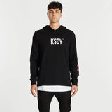 Kiss Chacey MENS LIVE LIFE LAYERED HEM HOODED SWEATER - JET BLACK, MENS HOODIES, KISS CHACEY, Elwood 101