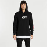 Kiss Chacey MENS LIVE LIFE LAYERED HEM HOODED SWEATER - JET BLACK, MENS HOODIES, KISS CHACEY, Elwood 101