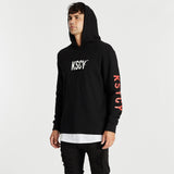 Kiss Chacey MENS LIVE LIFE LAYERED HEM HOODED SWEATER - JET BLACK, MENS HOODIES, KISS CHACEY, Elwood 101