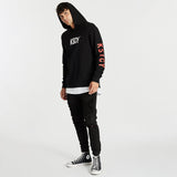 Kiss Chacey MENS LIVE LIFE LAYERED HEM HOODED SWEATER - JET BLACK, MENS HOODIES, KISS CHACEY, Elwood 101