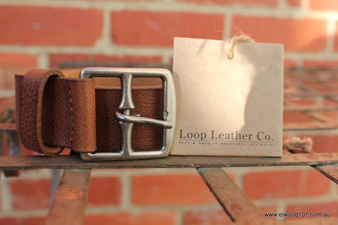 Loop Leather Co MENS STATE ROUTE LEATHER BELT TOBACCO, MENS BELTS, LOOP, Elwood 101