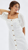 MINKPINK Womens ROXIE Button Midi Dress - White, WOMENS DRESSES, MINKPINK, Elwood 101