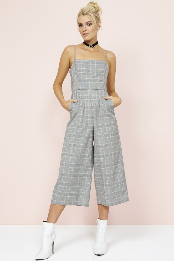 MinkPink POWER TRIP CROPPED CHECK JUMPSUIT - Grey Check, WOMENS JUMPSUITS & OVERALLS, MINKPINK, Elwood 101