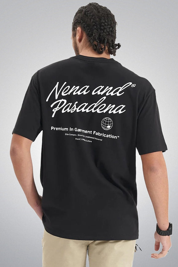 NENA & PASADENA Mens Bouncer Heavy Box Fit Tee - Jet Black, MENS TEE SHIRTS, NENA PASADENA, Elwood 101