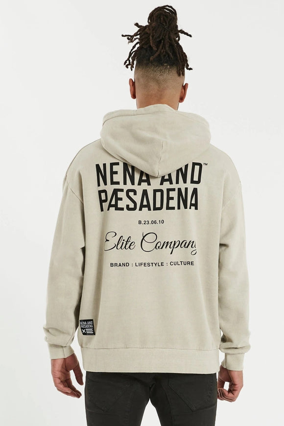 NENA PASADENA Mens Elite Co. Relaxed Hooded Sweater Pigment Sand, MENS HOODIES, NENA PASADENA, Elwood 101