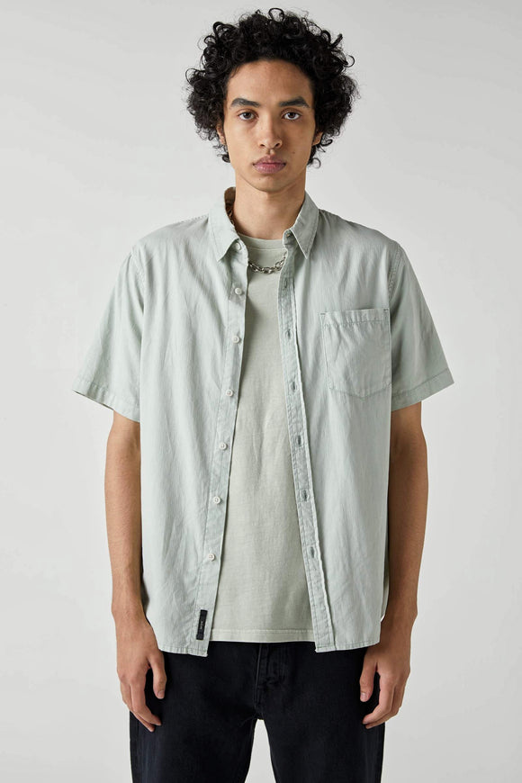 NEUW Mens Everyday HB Short Sleeve Shirt - Washed Organic Sage, MENS SHIRTS, NEUW, Elwood 101