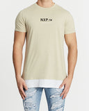 Nena Pasadena MENS UNBROKEN STANDARD LAYERED HEM TEE - PIGMENT SAND, MENS TEE SHIRTS, NENA PASADENA, Elwood 101