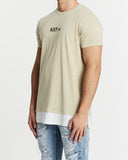 Nena Pasadena MENS UNBROKEN STANDARD LAYERED HEM TEE - PIGMENT SAND, MENS TEE SHIRTS, NENA PASADENA, Elwood 101