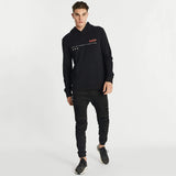 Nena & Pasadena MENS PROMINENT STEP HEM HOODED SWEATER - JET BLACK, MENS HOODIES, NENA PASADENA, Elwood 101