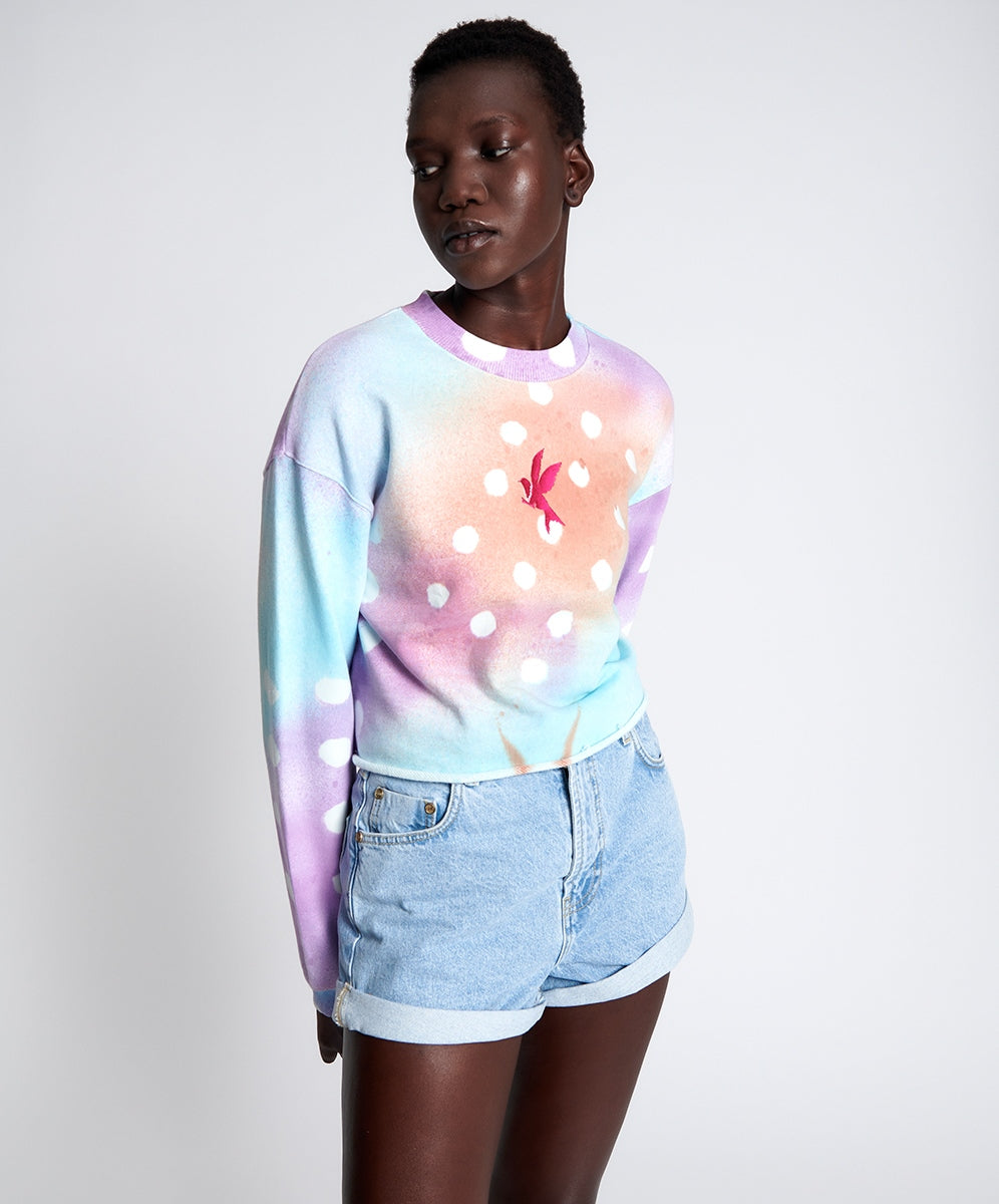 ONETEASPOON Womens Graffiti Tie Dye Cropped Sweat Elwood 101