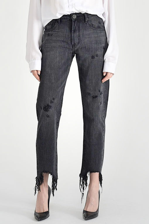 One leg black one leg white jeans 2025