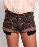 OneTeaspoon WOMENS BRONZE LEOPARD BANDITS DENIM SHORTS, WOMENS SHORTS, OneTeaspoon, Elwood 101