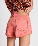 OneTeaspoon WOMENS CORAL STUDDED BANDITS HIGH WAIST DENIM SHORT - CORAL, WOMENS SHORTS, OneTeaspoon, Elwood 101
