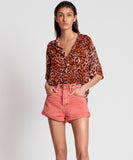 OneTeaspoon WOMENS CORAL STUDDED BANDITS HIGH WAIST DENIM SHORT - CORAL, WOMENS SHORTS, OneTeaspoon, Elwood 101