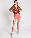 OneTeaspoon WOMENS CORAL STUDDED BANDITS HIGH WAIST DENIM SHORT - CORAL, WOMENS SHORTS, OneTeaspoon, Elwood 101