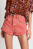 OneTeaspoon WOMENS CORAL STUDDED BANDITS HIGH WAIST DENIM SHORT - CORAL, WOMENS SHORTS, OneTeaspoon, Elwood 101