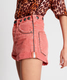 OneTeaspoon WOMENS CORAL STUDDED BANDITS HIGH WAIST DENIM SHORT - CORAL, WOMENS SHORTS, OneTeaspoon, Elwood 101