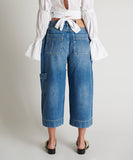 OneTeaspoon WOMENS DELAWARE UTILITY ORGANIC SUSTAINABLE BAD BOYS HIGH WAIST WIDE LEG JEAN - BLUE, WOMENS DENIM, OneTeaspoon, Elwood 101