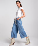 OneTeaspoon WOMENS DELAWARE UTILITY ORGANIC SUSTAINABLE BAD BOYS HIGH WAIST WIDE LEG JEAN - BLUE, WOMENS DENIM, OneTeaspoon, Elwood 101