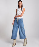 OneTeaspoon WOMENS DELAWARE UTILITY ORGANIC SUSTAINABLE BAD BOYS HIGH WAIST WIDE LEG JEAN - BLUE, WOMENS DENIM, OneTeaspoon, Elwood 101
