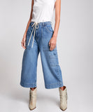 OneTeaspoon WOMENS DELAWARE UTILITY ORGANIC SUSTAINABLE BAD BOYS HIGH WAIST WIDE LEG JEAN - BLUE, WOMENS DENIM, OneTeaspoon, Elwood 101