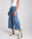 OneTeaspoon WOMENS DELAWARE UTILITY ORGANIC SUSTAINABLE BAD BOYS HIGH WAIST WIDE LEG JEAN - BLUE, WOMENS DENIM, OneTeaspoon, Elwood 101