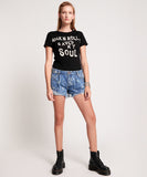 OneTeaspoon WOMENS ROCK N ROLL SAVED MY SOUL FITTED TEE - WASHED BLACK, WOMENS TEES & TANKS, OneTeaspoon, Elwood 101