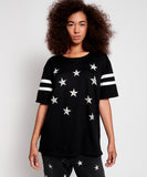 OneTeaspoon WOMENS STARS BOYFRIEND SPORTS STRIPE TEE - BLACK, WOMENS TEES & TANKS, OneTeaspoon, Elwood 101