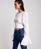 OneTeaspoon WOMENS SUMMER NIGHTS  LONG SLEEVE CROP TOP - WHITE, WOMENS TOPS & SHIRTS, OneTeaspoon, Elwood 101