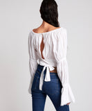 OneTeaspoon WOMENS SUMMER NIGHTS  LONG SLEEVE CROP TOP - WHITE, WOMENS TOPS & SHIRTS, OneTeaspoon, Elwood 101