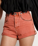 OneTeaspoon WOMENS CORAL STUDDED BANDITS HIGH WAIST DENIM SHORT - CORAL, WOMENS SHORTS, OneTeaspoon, Elwood 101