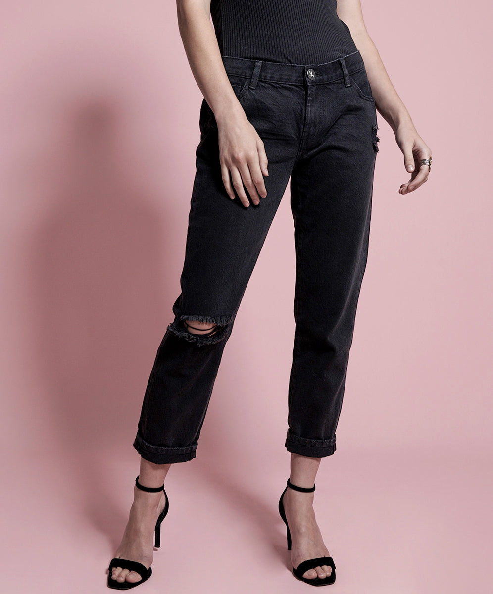 Jeans one black leg one white shop
