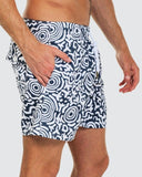 Ortc Mens Ngarrindjeri Dreaming Swim Shorts - Blue White, MENS SHORTS, Not specified, Elwood 101