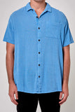 ROLLAS Mens Bon Crepe Short Sleeve Shirt - Blue, MENS SHIRTS, ROLLAS, Elwood 101