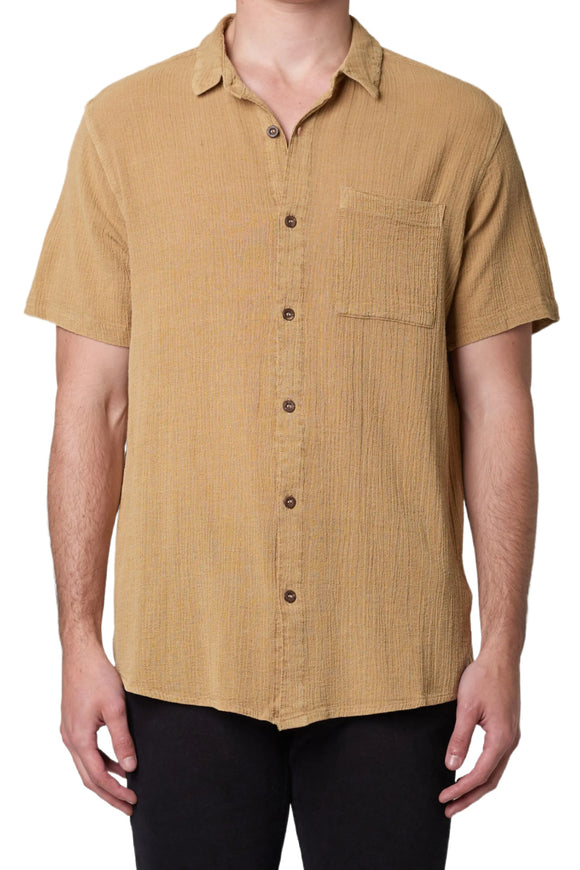 ROLLAS Mens Bon Crepe Short Sleeve Shirt - Sand, MENS SHIRTS, ROLLAS, Elwood 101